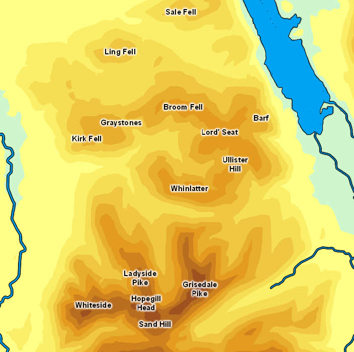 Index to fells between Lorton and Bassenthwaite