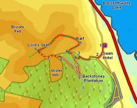 Map for Ascent of Barf and Lord's Seat 