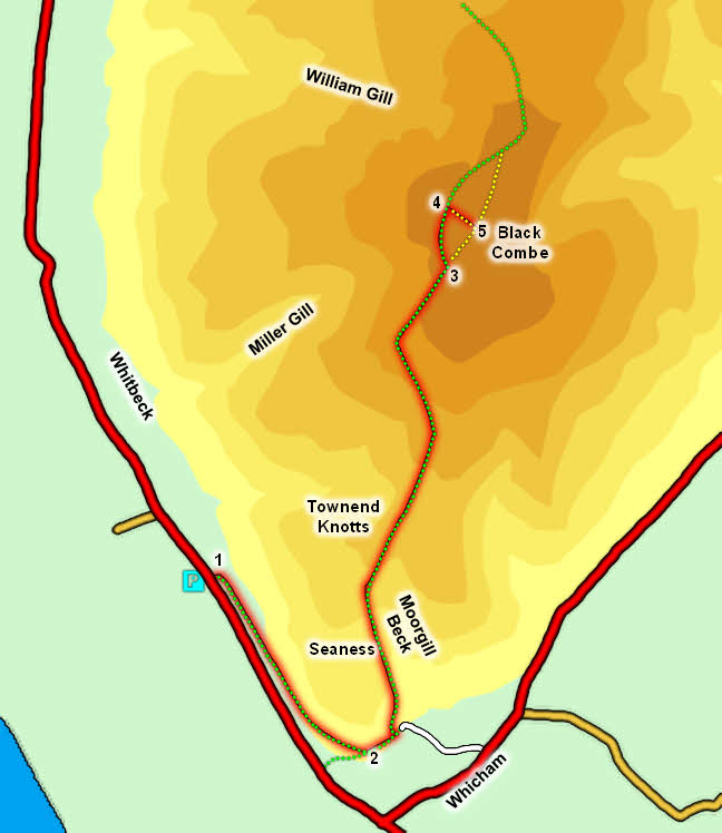 Map: Ascent of Black Combe 