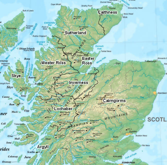 Highlands Guide - Areas Map