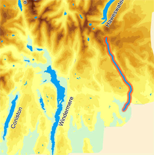 Map showing the course of the River Sprint